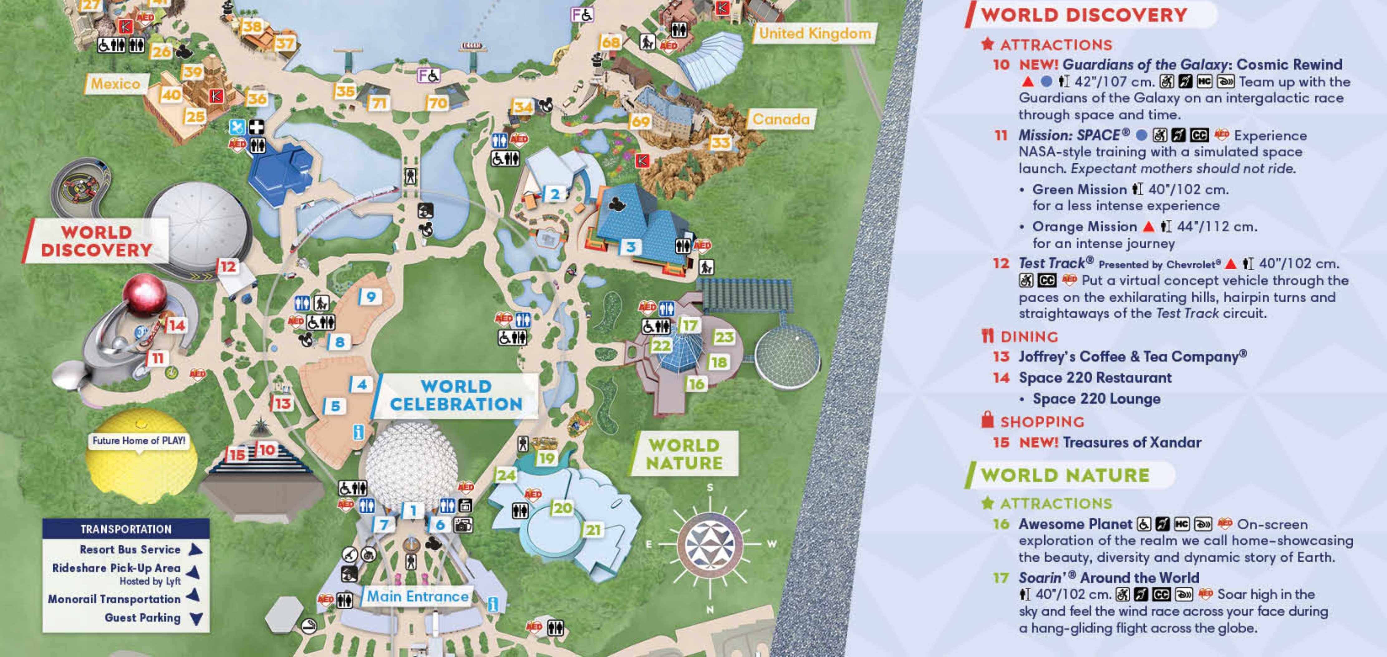 New guide map for EPCOT highlights Guardians of the Galaxy Cosmic ...