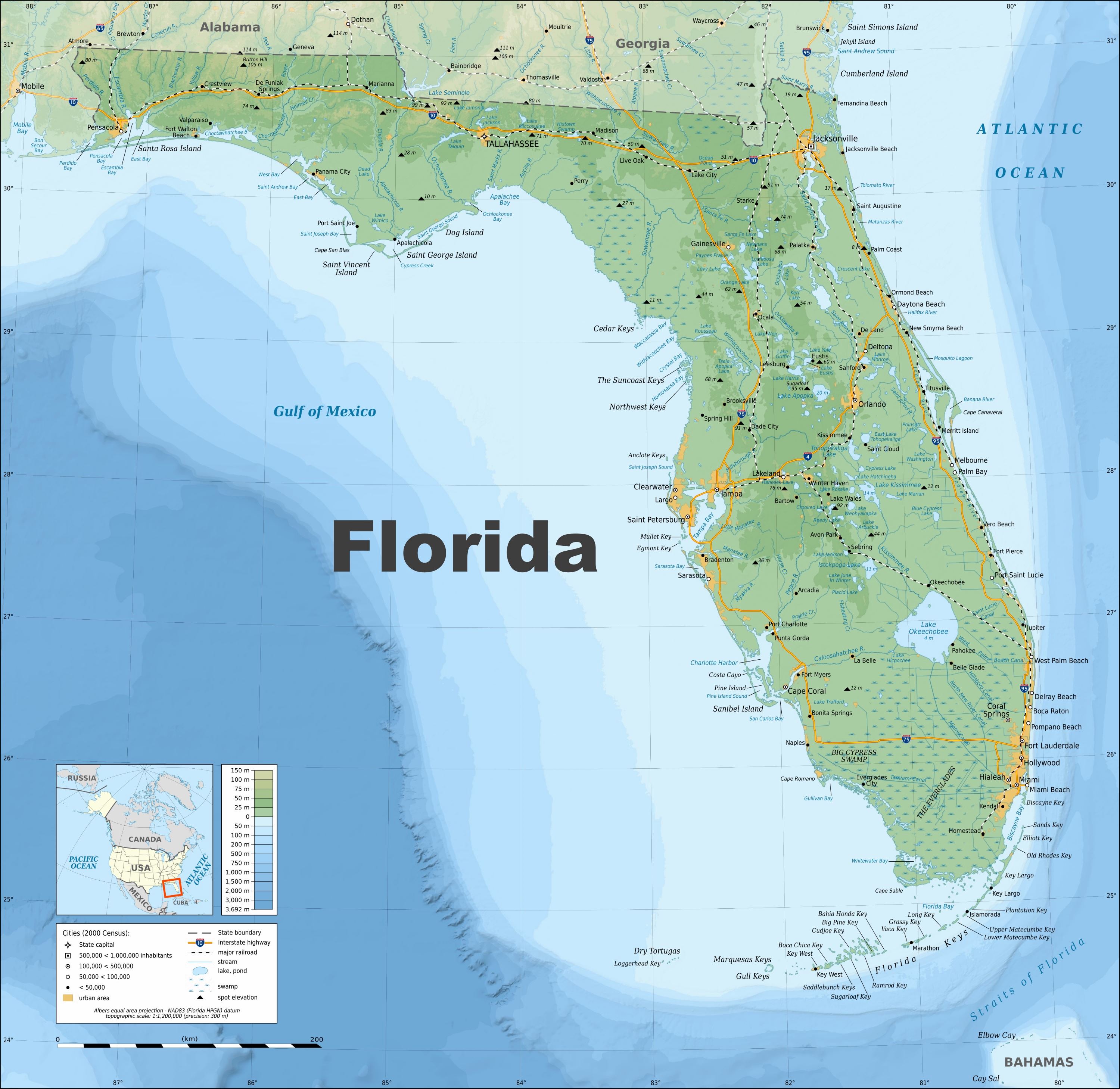 Vector map of Florida (gmap-reg2m theme) in AI and SVG formats