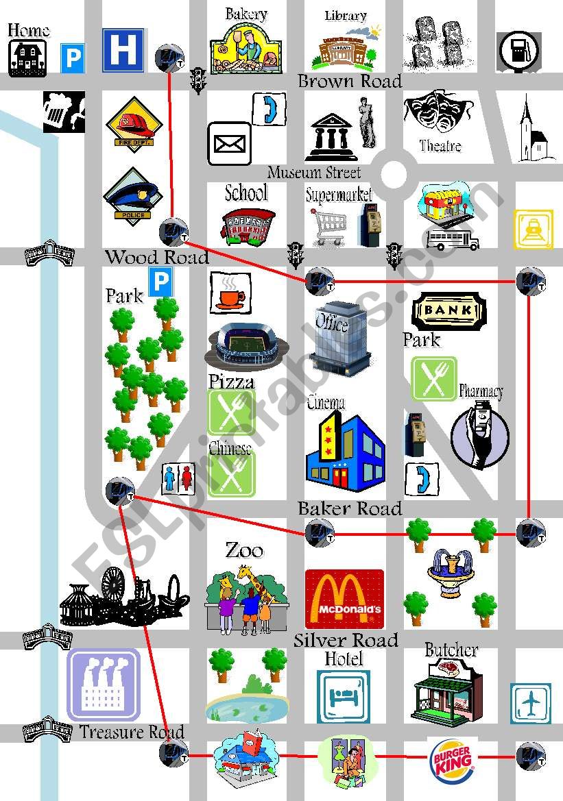 directions - map - ESL worksheet by sir.hc