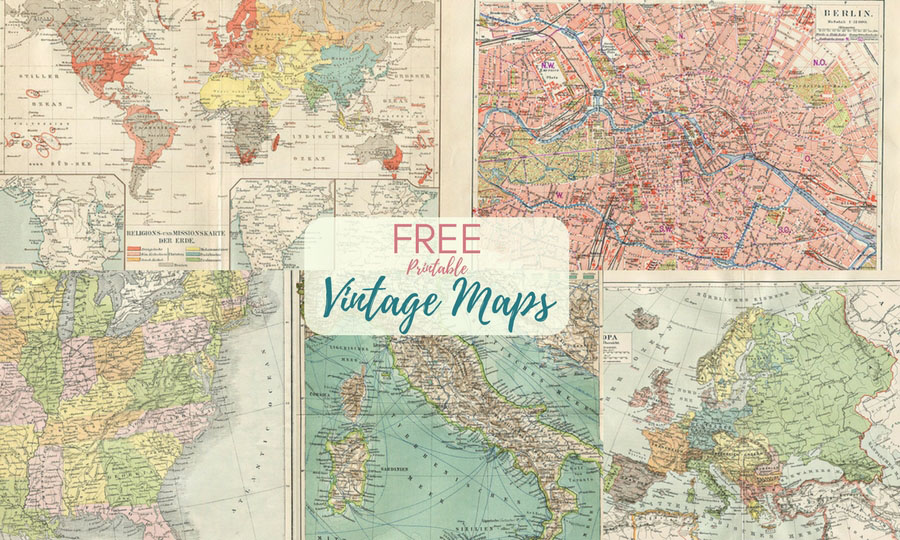 Wonderful Free Printable Vintage Maps To Download - Pillar Box Blue