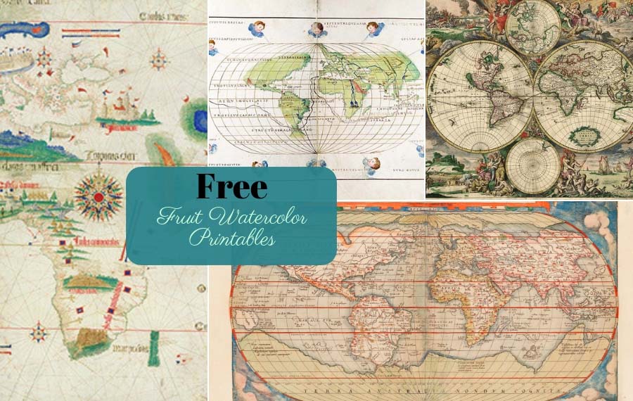 9 Wonderful Free Antique World Maps To Download - Picture Box Blue