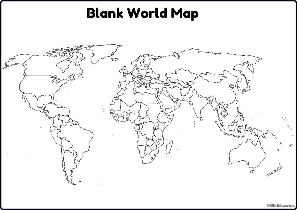 World Map Blank Printable - The Mum Educates
