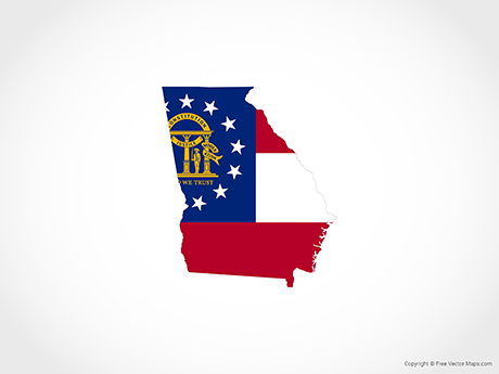 Printable Vector Map of Georgia - Flag | Free Vector Maps