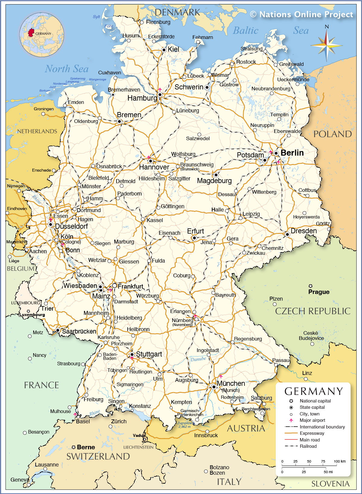 printable map germany cities towns