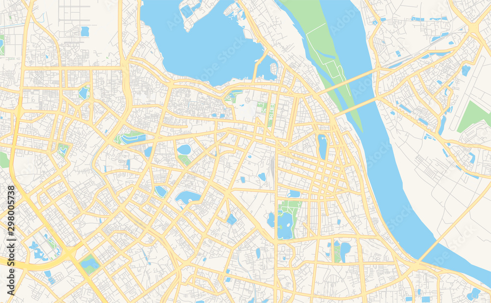 Printable street map of Hanoi, Vietnam Stock-Vektorgrafik | Adobe ...