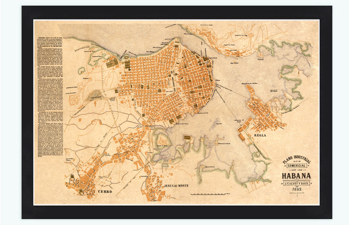 Old Map Havana Habana Cuba 1889 Vintage Map Wall Map Print ...