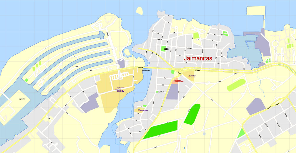 Havana PDF Map, Cuba, exact vector street G-View Plan City Level ...