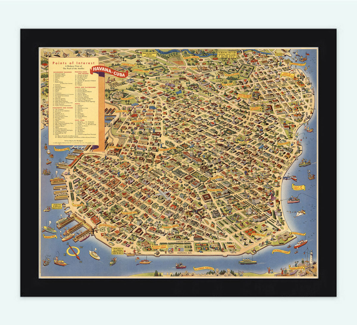 Old Map Havana Habana 1952 Vintage Map Wall Map Print