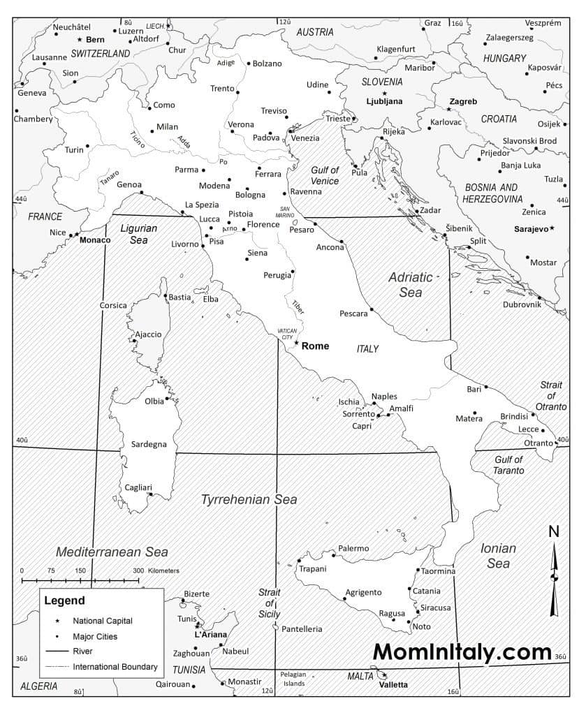printable map italy