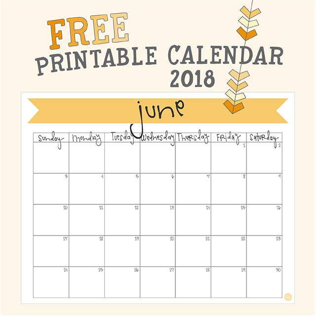 June 2018 Calendar - Free Printable | Live Craft Eat