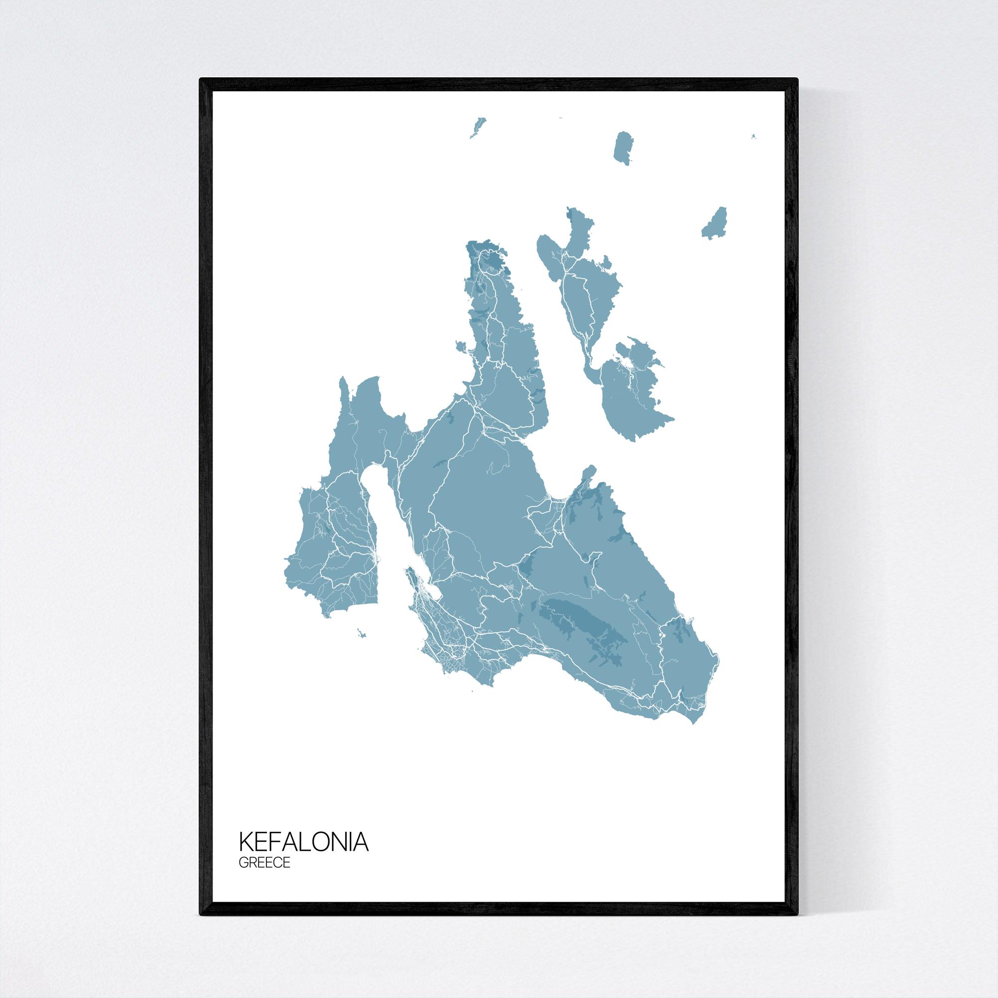 Kefalonia Map Art Print - Free International Shipping! - Mapply.co