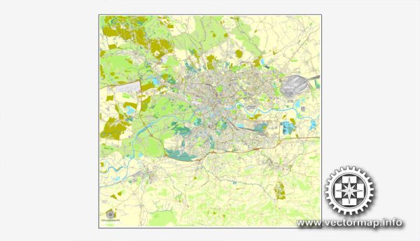Krakow, Poland, printable vector street map, City Plan, full ...