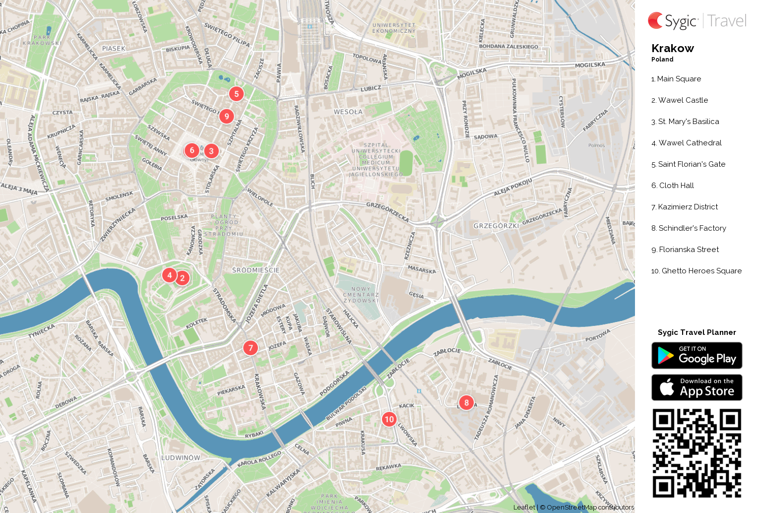 Krakow Printable Tourist Map