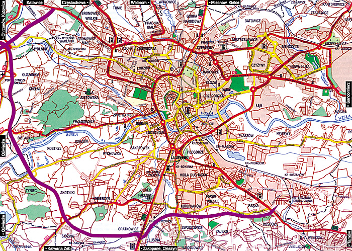 City of Krakow street map