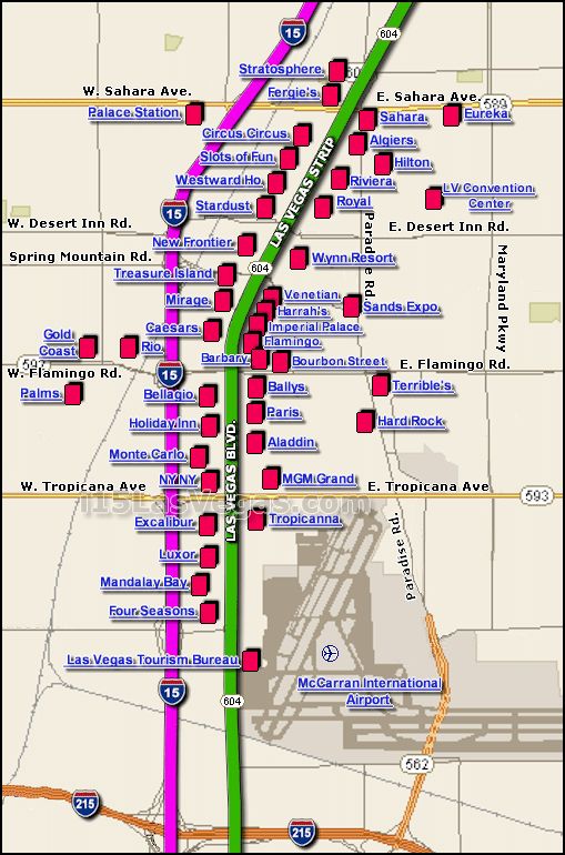 Map of Las Vegas Strip