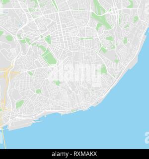 Vector poster map city Lisbon detailed plan of the city, rivers ...