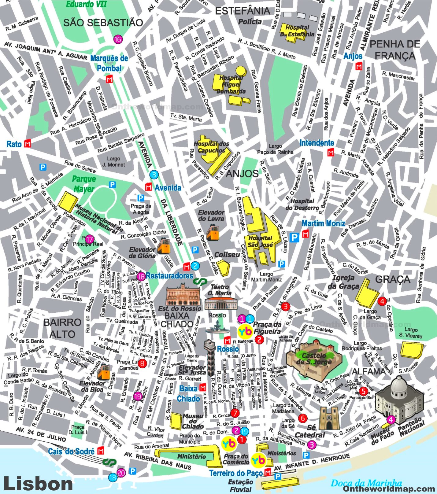 printable map lisbon city centre