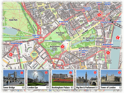 London PDF Maps with Attractions &  Tube Stations