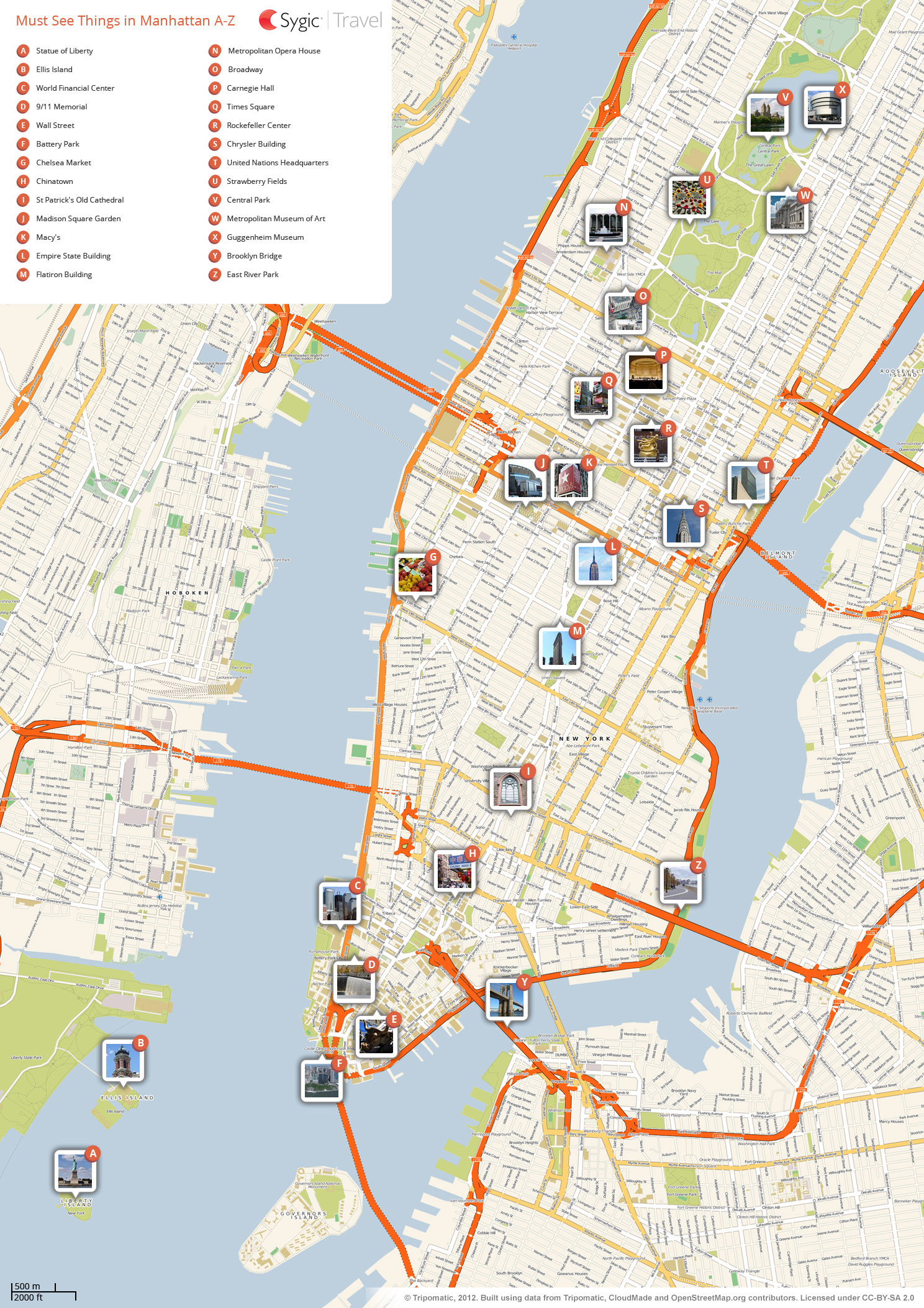 New York City Manhattan Printable Tourist Map | Sygic Travel