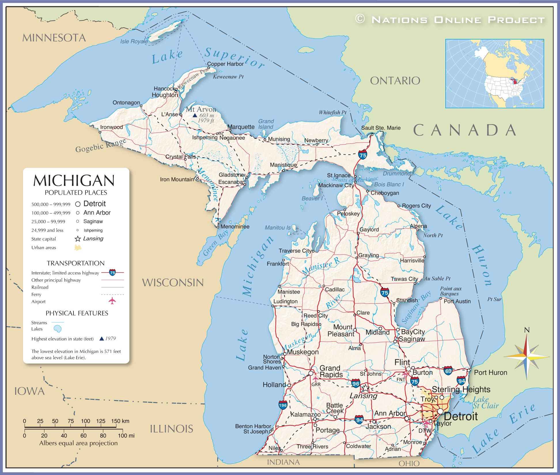 printable map michigan