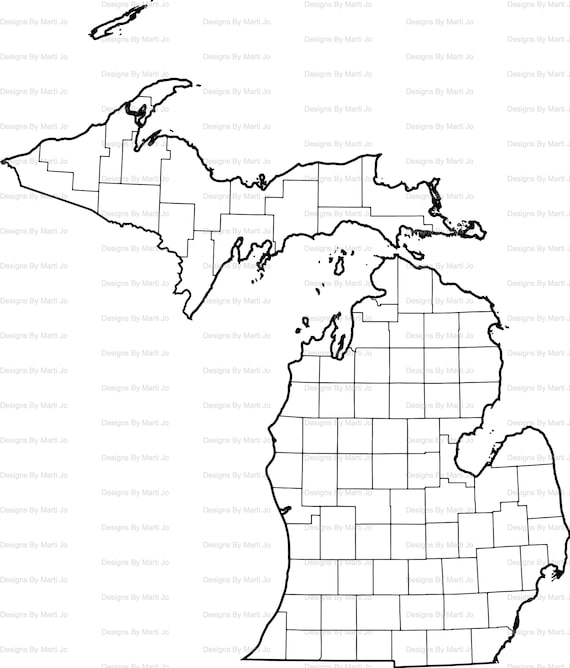 Printable Michigan Map | Printable MI County Map | Digital Download PDF |  MAP26
