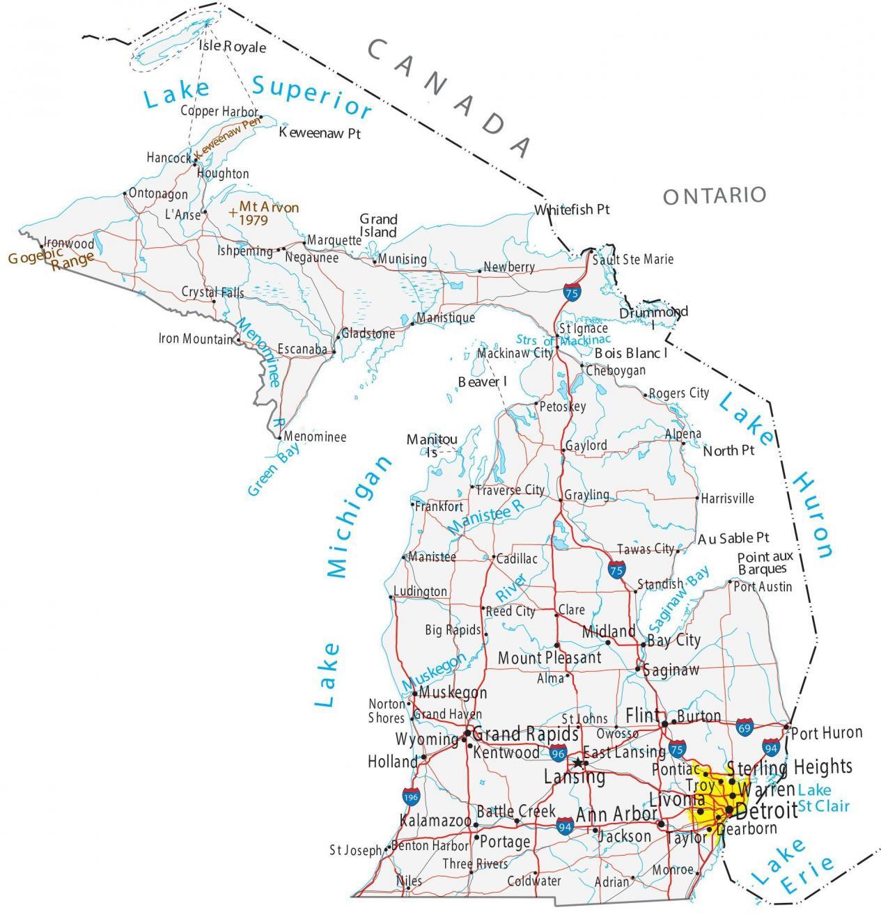 printable map michigan
