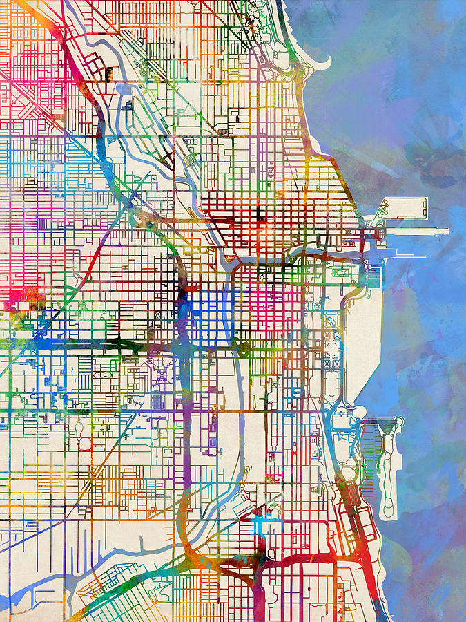 Chicago City Street Map #5 by Michael Tompsett