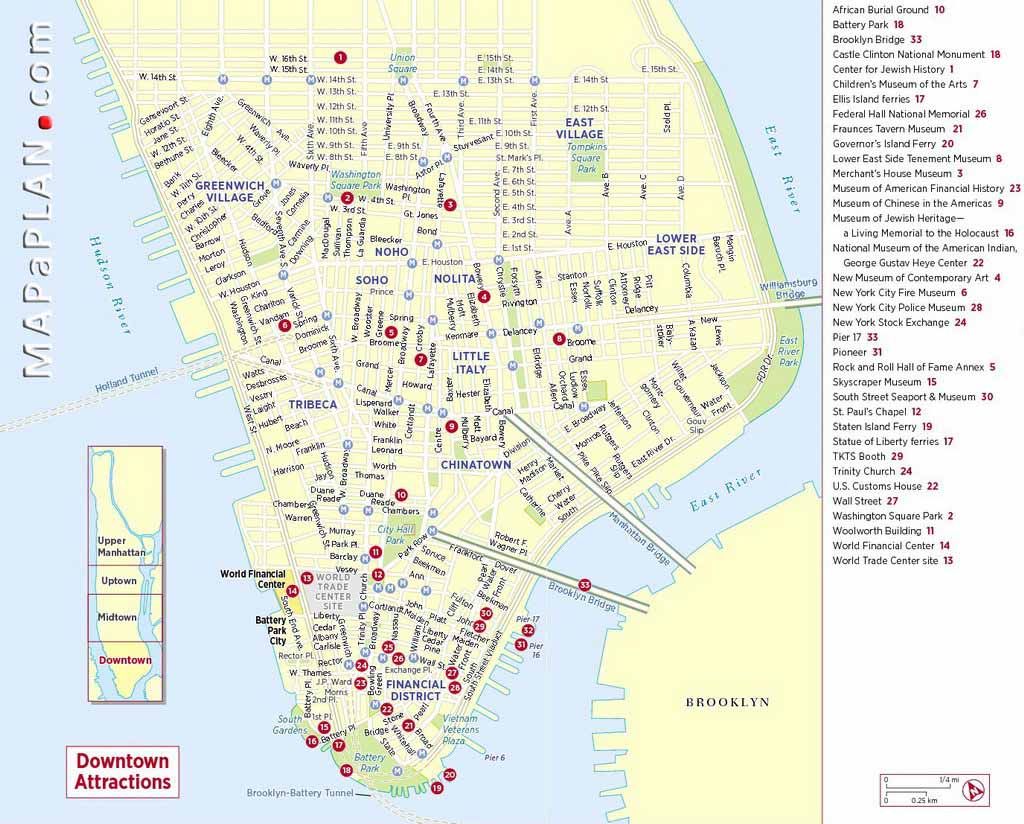 Maps of New York top tourist attractions - Free, printable ...