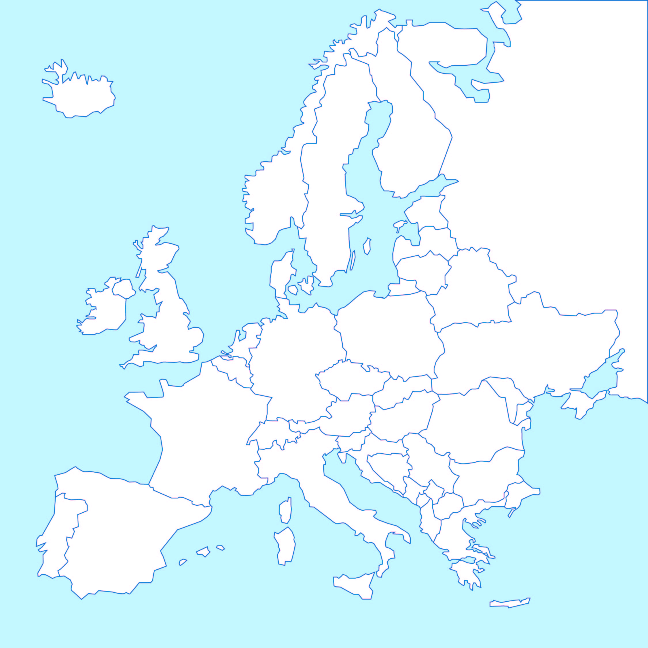 Black And White Europe Map - 20 Free PDF Printables | Printablee