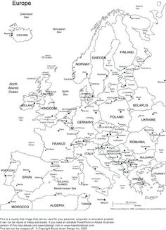 printable map of europe black and white
