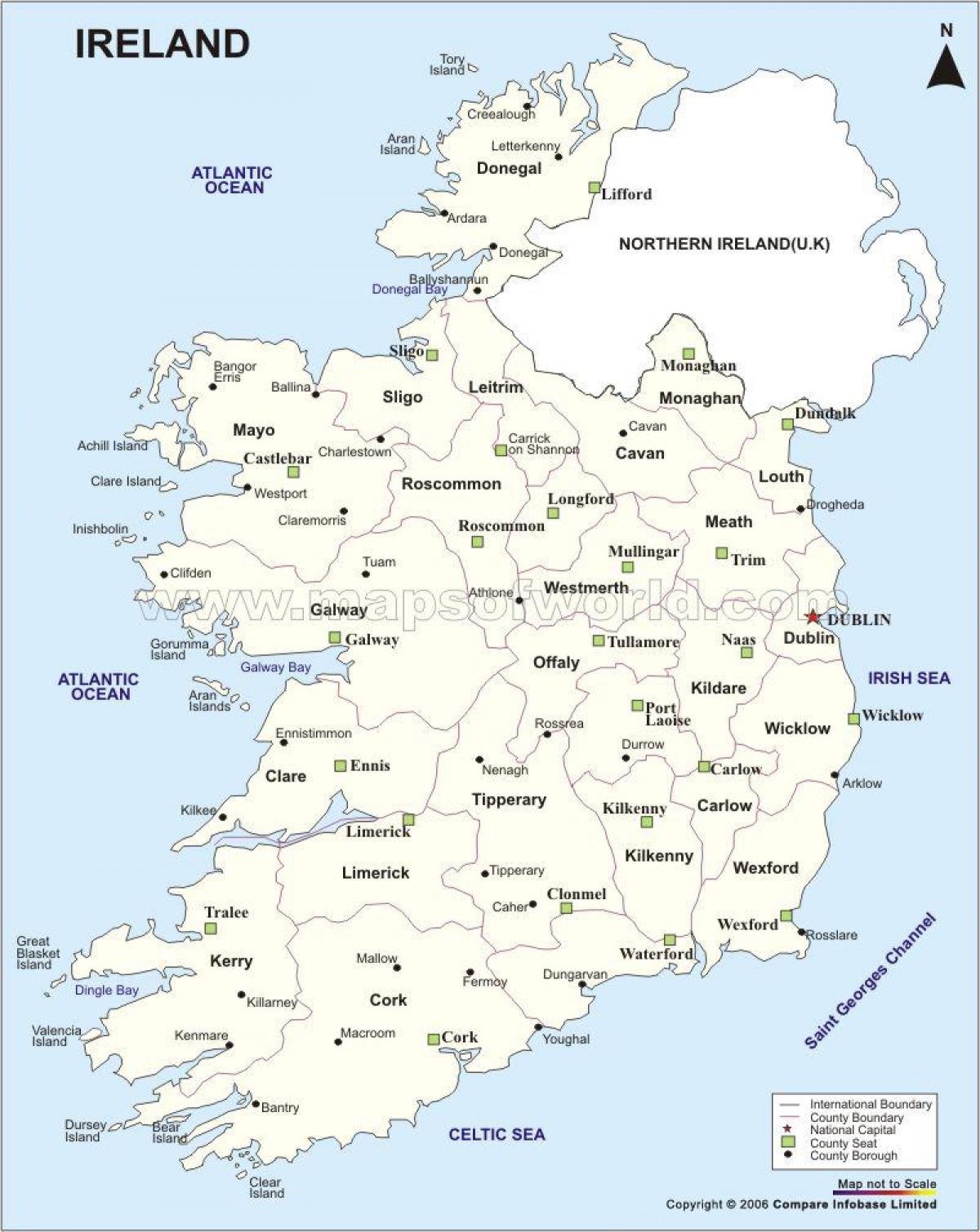 Political map of ireland - Map of political map of ireland ...