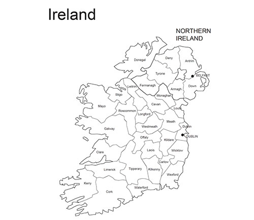 printable map of ireland and northern ireland