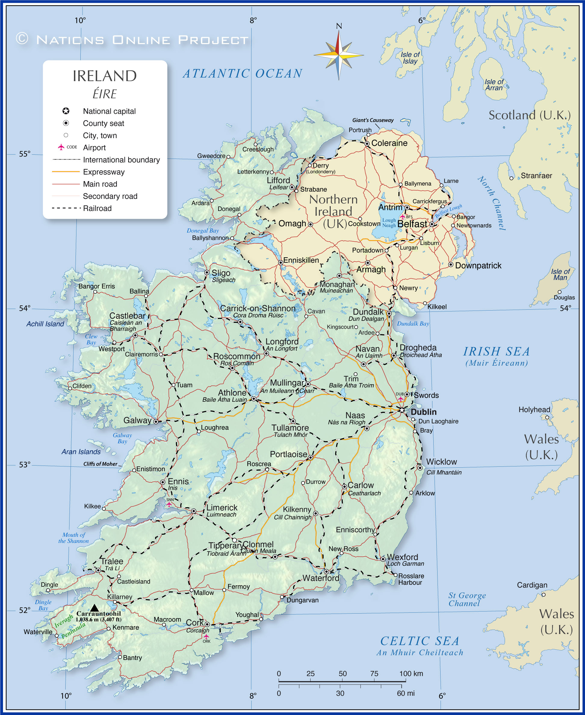 printable map of ireland and northern ireland