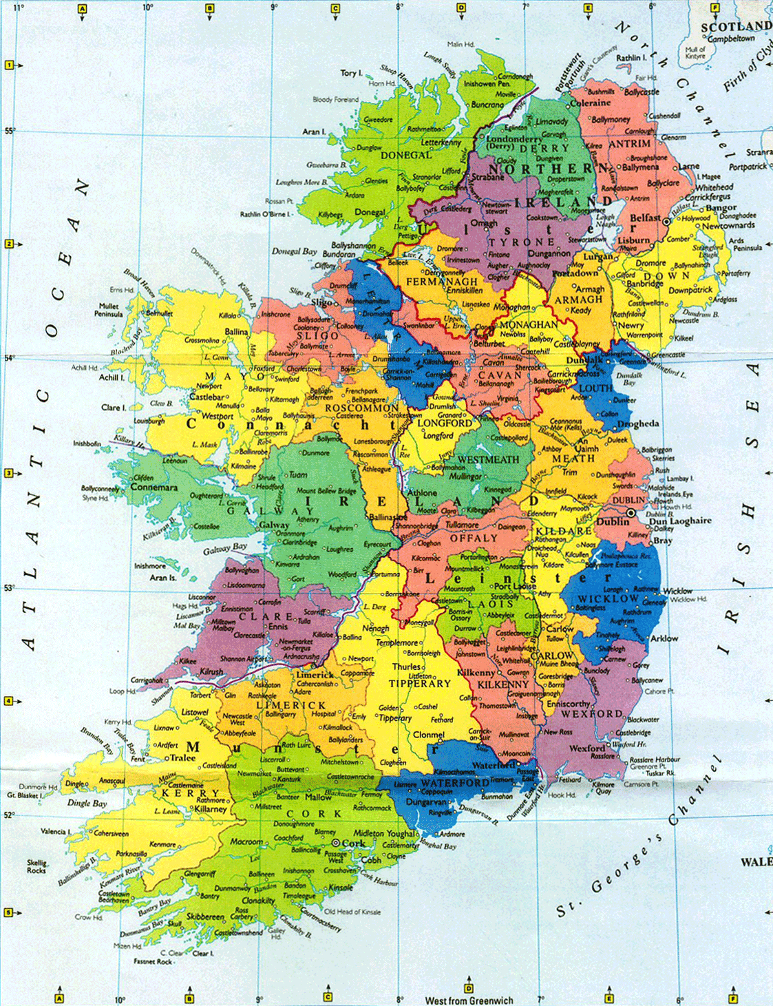 printable map of ireland counties and towns
