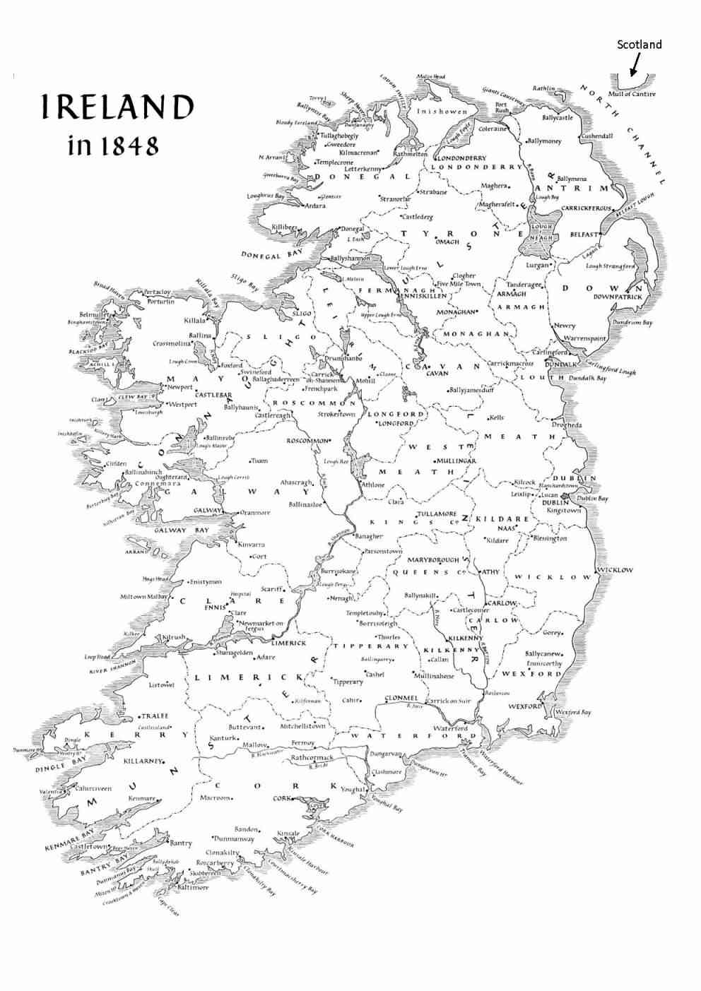 printable map of ireland counties and towns