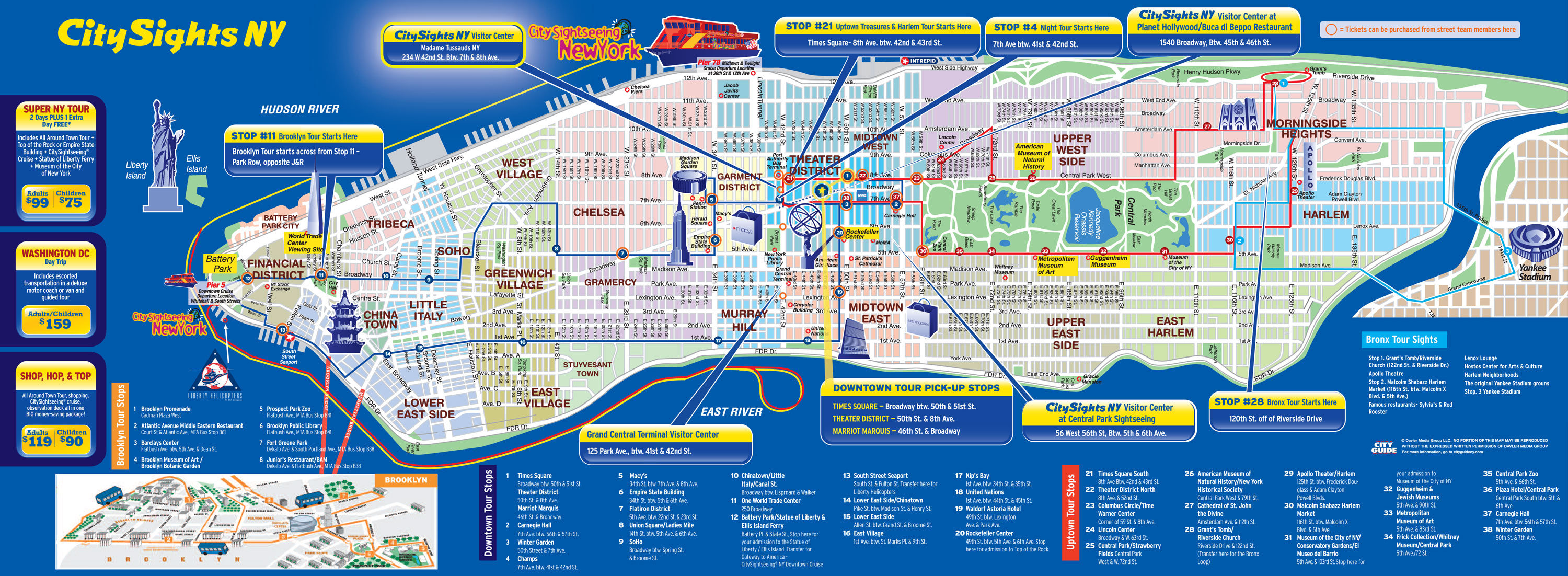 Map of NYC tourist attractions, sightseeing &  tourist tour
