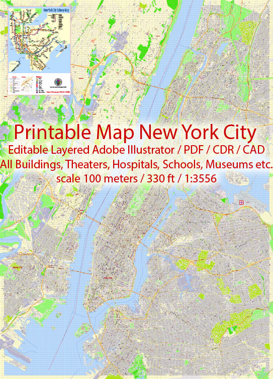 New York City PDF Map US exact detailed City Plan scale 1:3556 New York City PDF Map US exact detailed City Plan scale 1:3556