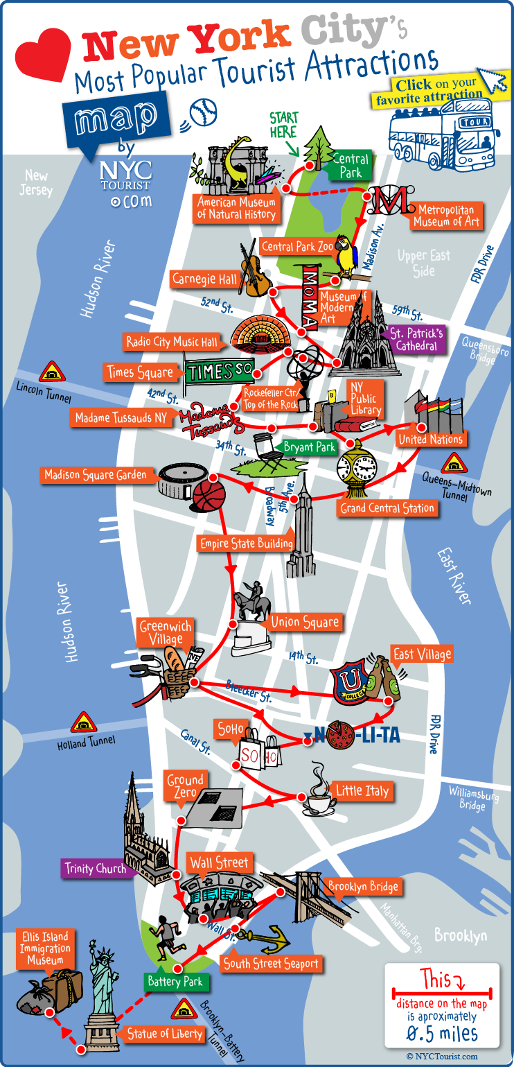 printable map of manhattan tourist attractions