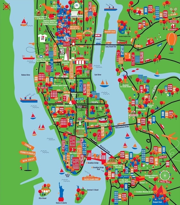printable map of manhattan with landmarks
