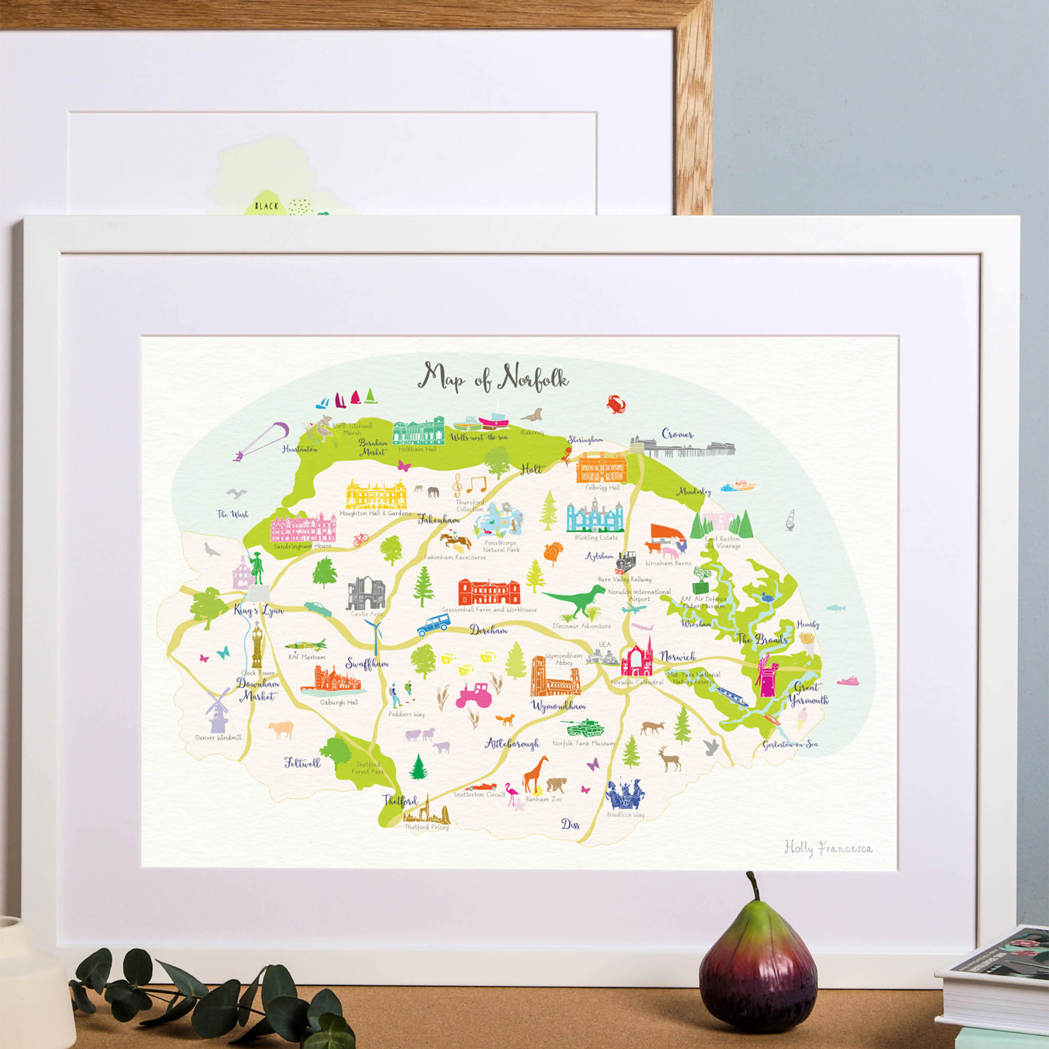 Map of Norfolk Art Print (Various Sizes)