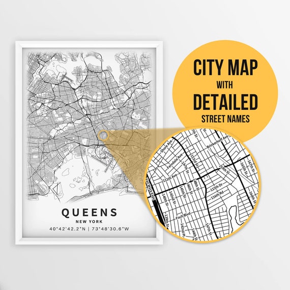 Printable Map of Queens, New York City, NY, USA With Street Names ...