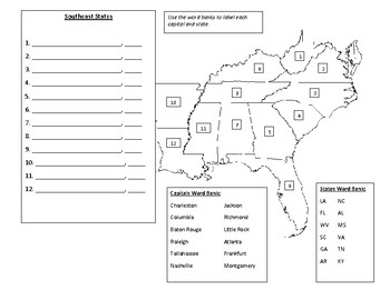 printable map of se united states