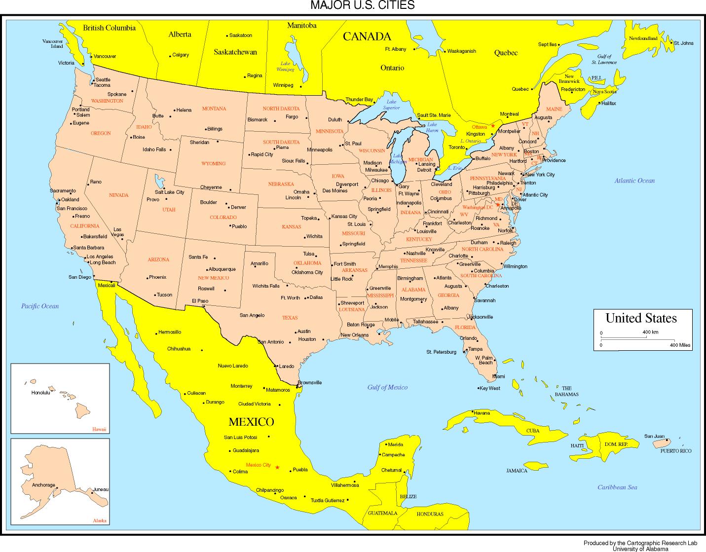 printable map of the united states with cities