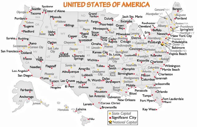 printable map of the united states with cities