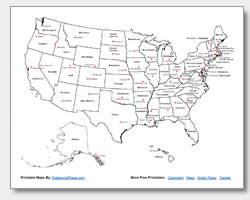 printable map of the united states with cities