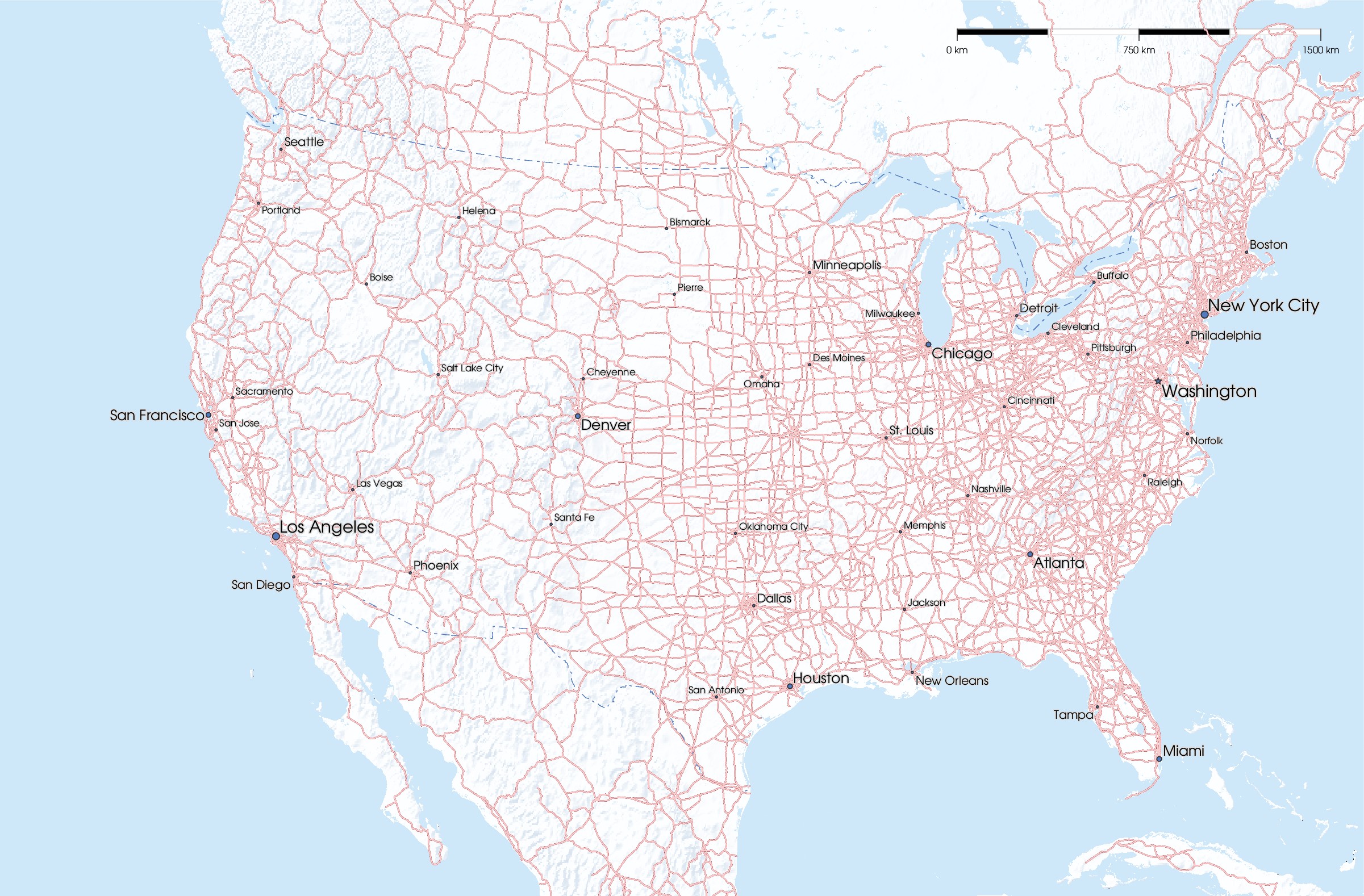 Free printable map of the united - Printable Map Of The United States With Highways 14 