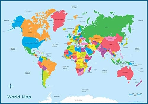 World Map - Kids Childrens Wall Chart Educational A3 (30cm x 42cm ...