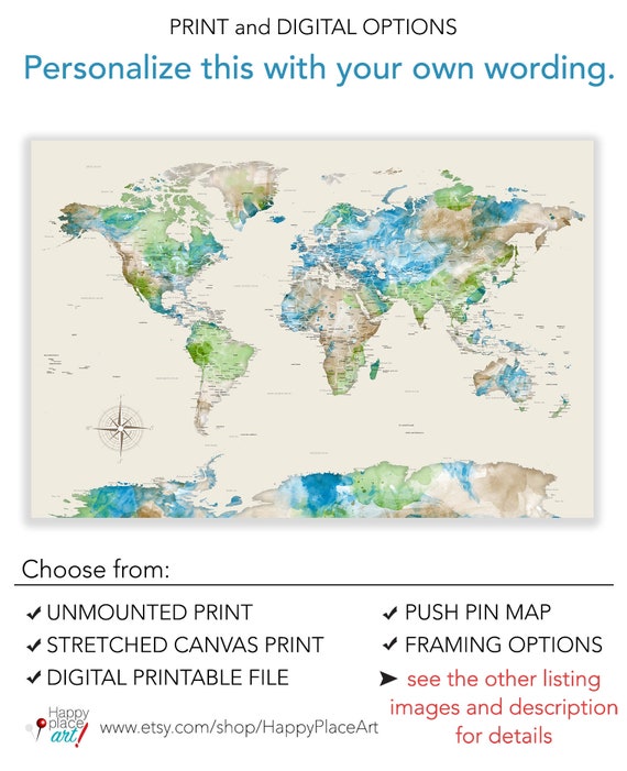 printable map of the world with major cities