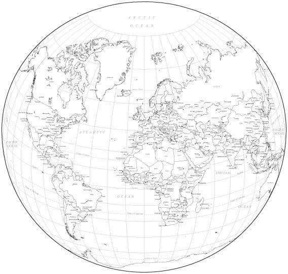 printable map of the world with major cities