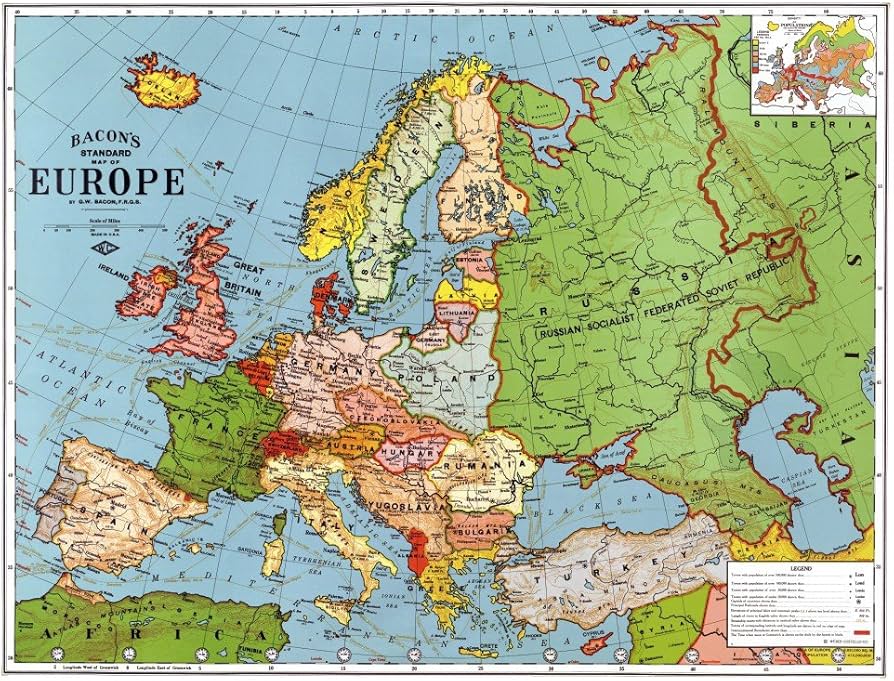 The Museum Outlet charts of - Map of Europe 1923 - A3 Poster Print ...